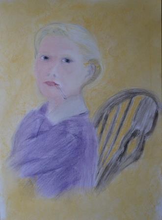 Daphné du Maurier, portrait, pastel sec