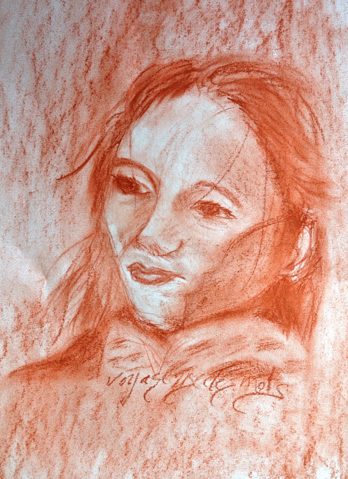 Delphine de Vigan, Lou Delvig, sanguine, portrait
