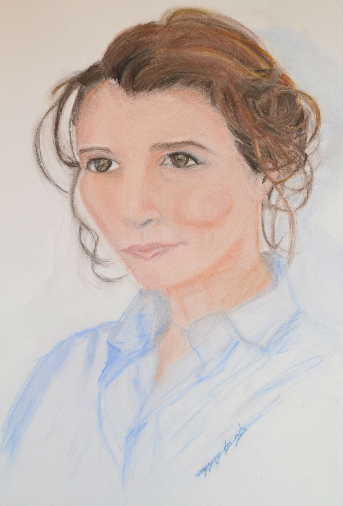 Faustine Bollaert, portrait pastel sec